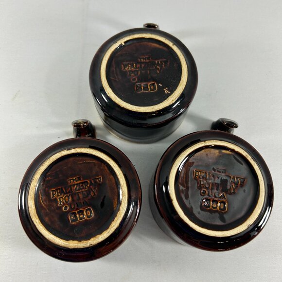 Vintage Pfaltzgraff Gourmet Brown Drip 3 Coffee Mugs Open Handle 2 1/4" Tall - Picture 3 of 5